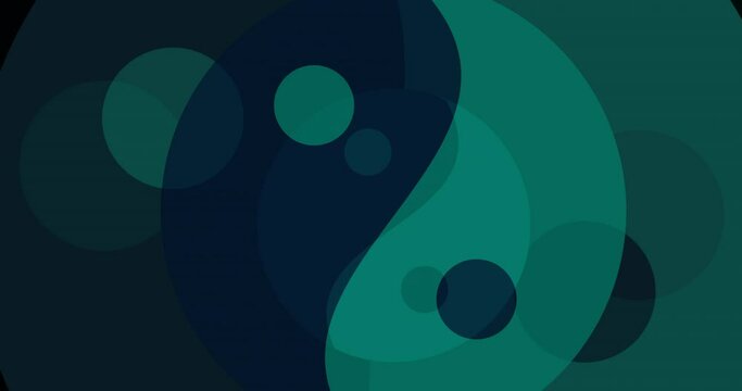 Animation of ying yang icons over black background