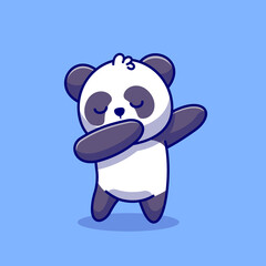 Cute Panda Dabbing Cartoon Vector Icon Illustration. Animal 
Nature Icon Concept Isolated Premium Vector. Flat Cartoon 
Style