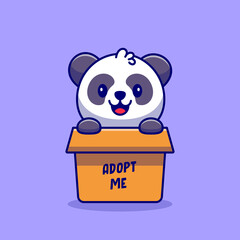 Cute Panda Playing In Box Cartoon Vector Icon Illustration. 
Animal Nature Icon Concept Isolated Premium Vector. Flat 
Cartoon Style