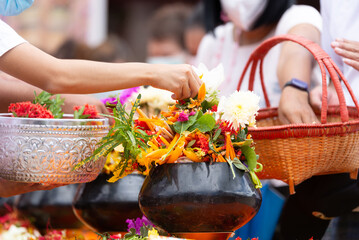 Offering alms to monks and offering candles Bring a candle to offer to the only monk in Thailand,...