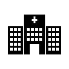 Obraz premium Hospital icon, full black. Suitable for website, content design, poster, banner, or video editing needs