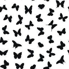 Butterfly collection vector silhouette seamless pattern