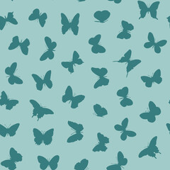 Fototapeta na wymiar Butterfly collection vector silhouette seamless pattern
