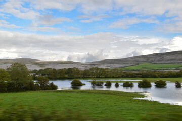 Kylmore Abbey lake in Ireland