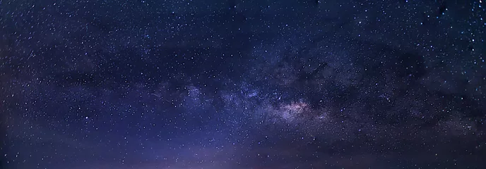 Papier Peint photo Lavable Univers Vue panoramique sur l& 39 espace de l& 39 univers et la galaxie de la voie lactée avec des étoiles sur fond de ciel nocturne.