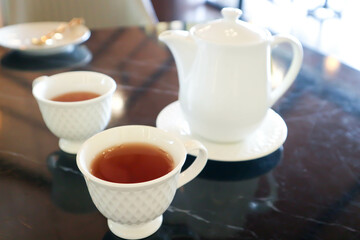 Obraz na płótnie Canvas hot tea , kettle and tea cup