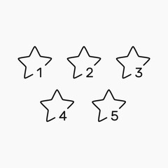 5 stars statisfaction line icon set. Review and rating thin line style symbol.