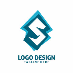 blue letter s logo design