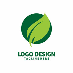 green circle leaf logo design