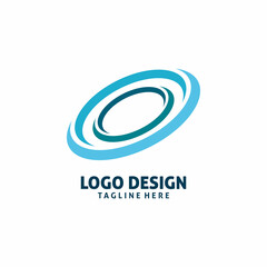 circle blue line orbit logo design