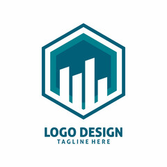 hexagon building chart logo design