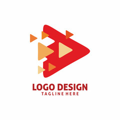 motion pixel triangle play logo design