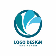 blue circle fluid logo design