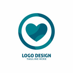 blue love circle logo design