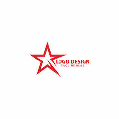 Obraz premium red star line art logo design