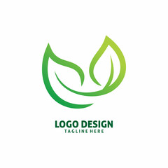 Obraz premium green leaf line logo design