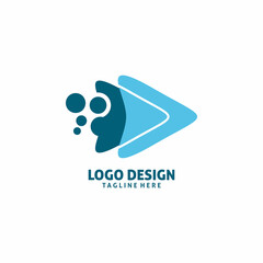 blue arrow bubble logo design
