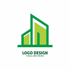 green eco building real estate logo design