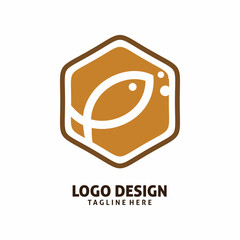 hexagon fish bubble logo design