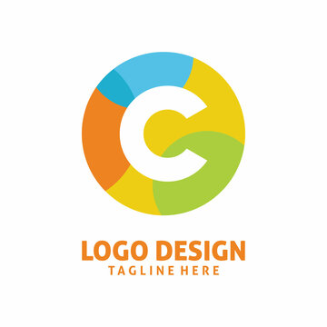 full color circle letter c logo design