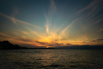 sunset over the river