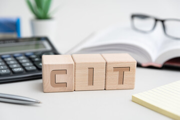 CIT - Polish tax concept with wooden blocks