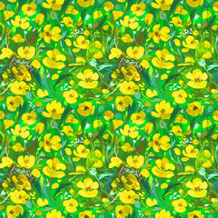 Floral seamless pattern hand drawn with gouache - 517150024