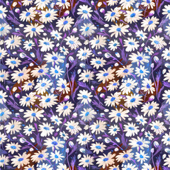 Floral seamless pattern hand drawn with gouache - 517150211