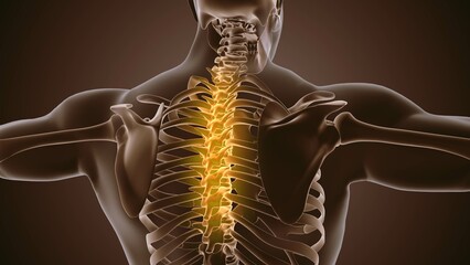 Medical background of painful back - obrazy, fototapety, plakaty