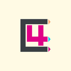 C4 or 4C  Letter Logo Design