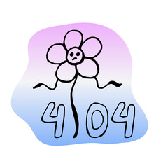 404, error, page, flowers, oops, hand drawn, gradient, pink, blue, not found, system, updates, downloads, operations, installers, vector illustration of modern character design. For web