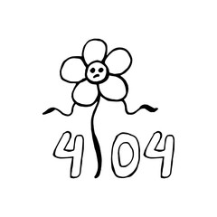 404, error, page, flowers, oops, hand drawn, black, not found, system, updates, downloads, operations, installers, vector illustration of modern character design. For web