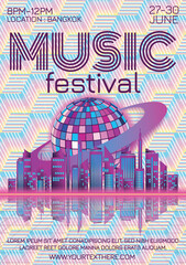 music festival poster for night party