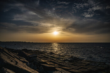 Dramatic sunset at Alexandria coast Egypt