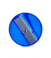 Round pencil sharpener on white background isolation