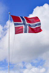 Flag Norway blowing in the wind