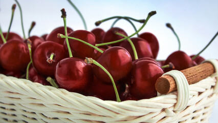 ripe cherries in a basket
