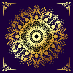 Luxury ornamental mandala design background in gold