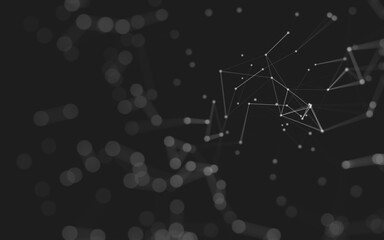 Abstract background. Molecules technology with polygonal shapes, connecting dots and lines. Connection structure. Big data visualization.