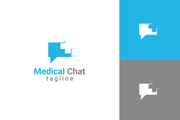 Fototapeta premium Medical chat logo template, Message and plus icon concept