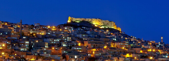 Antique City Mardin night lights give the city a nice atmosphere.