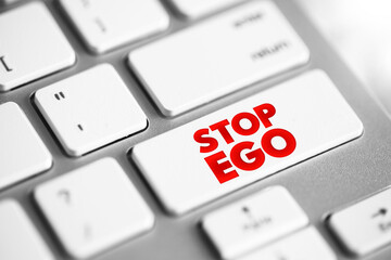 Stop Ego text button on keyboard, concept background