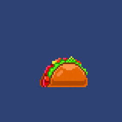 tachos food in pixel art style
