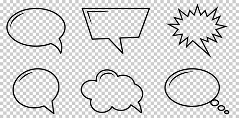 Speech bubbles icon set. Doodles modern style. Vector illustration isolated on transparent background