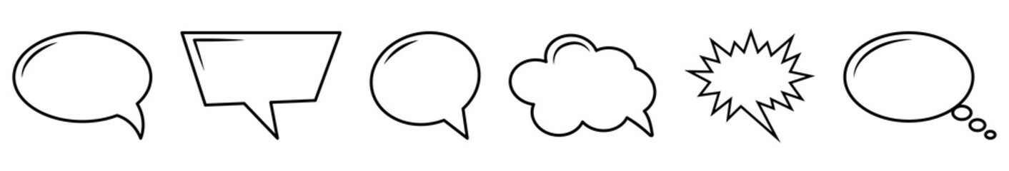 Speech bubbles icons. Doodles set