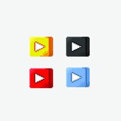 play button with different color in pixel art style