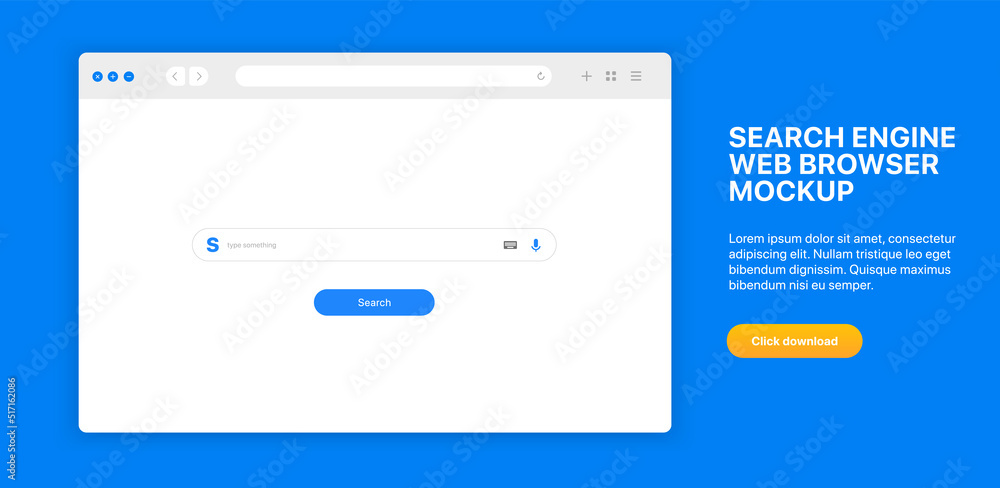 Poster Web browser, internet browser search engine. Search bar for ui ux design and web site. Search address and navigation bar icon. Collection of search form templates for websites