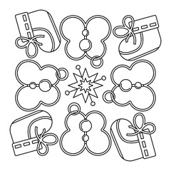 Children's toys coloring book page , mandala. Vector illustration for kid.