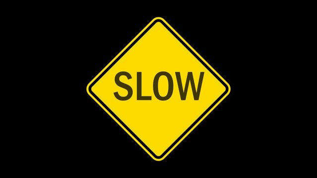 Slow Sign Animation, Yellow Road Symbol