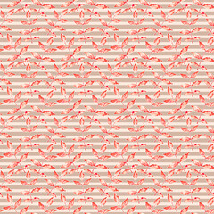 Watercolor pattern with dry leaves with stripes